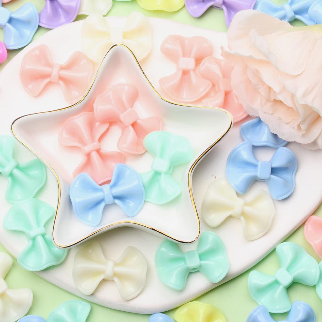 23.2*31mm 10Pcs Candy Color Cream Bow Acrylic Beads Charms DIY Bracelet Necklace Accessories for Jewelry Making