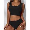 Women Swimsuits Two Pieces Solid Push Up Bikini Set Female Swimming Swimwear High Waist Summer Bathers Bathing Suit