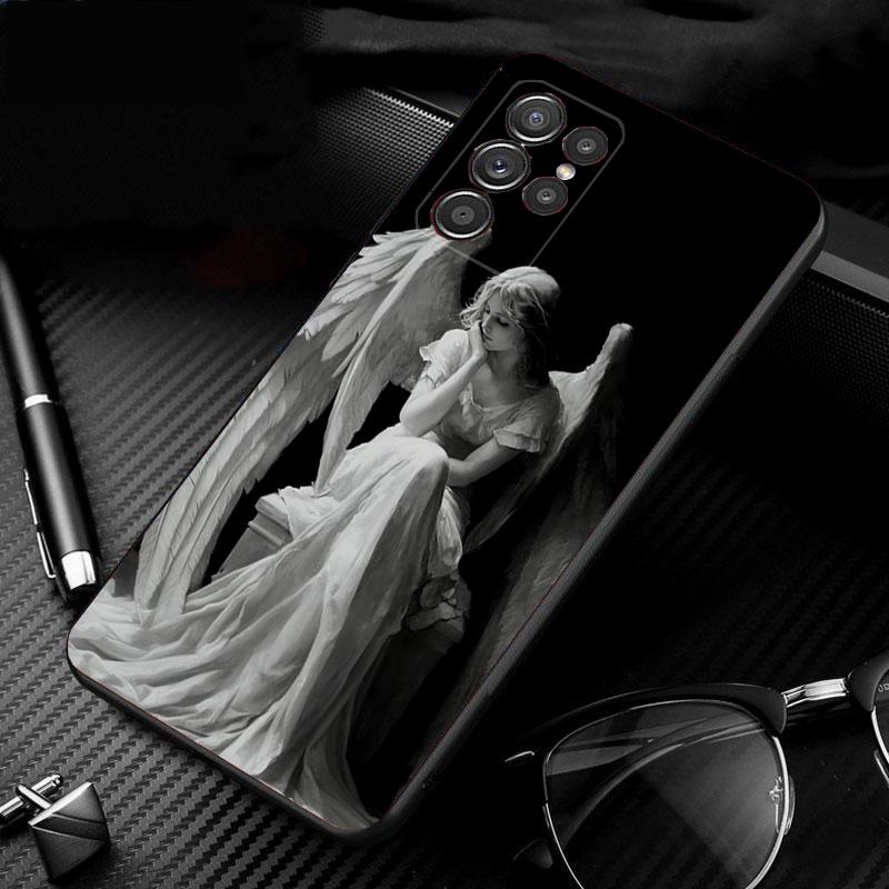 Чехол для телефона Samsung Galaxy S26 S25 S24 S23 S22 Ultra S23 S22 S25 Plus S24FE S23FE S26Edge Черный Ангел Демон Смерти