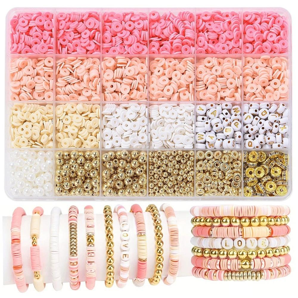 24 Grid Diy Soft Pottery Color Disc Set Decorative Beads, Handmade Bracelet Jewelry Accessories