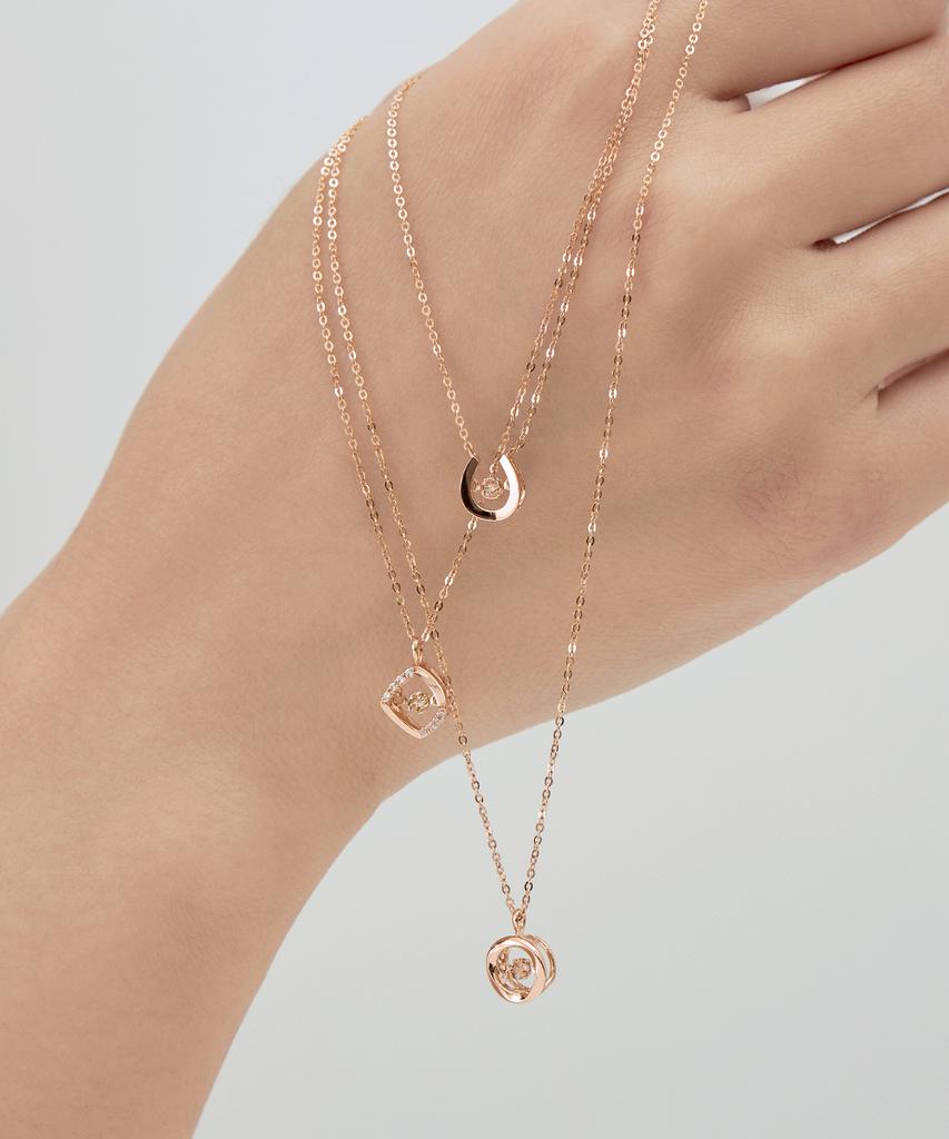 Mcel 14K Ena Horseshoe Cognac Diamond Dancing Stone Necklace