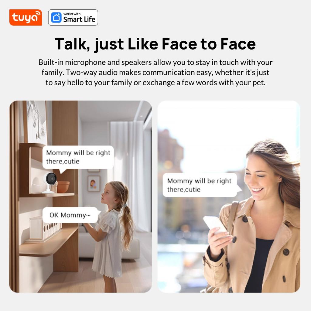5G и 2.4G Tuya Smart Камера видеонаблюдения для дома, для помещения/улицы, камера для ребенка/пожилого человека/питомца с приложением для телефона, цветное ночное видение, двусторонняя аудиосвязь