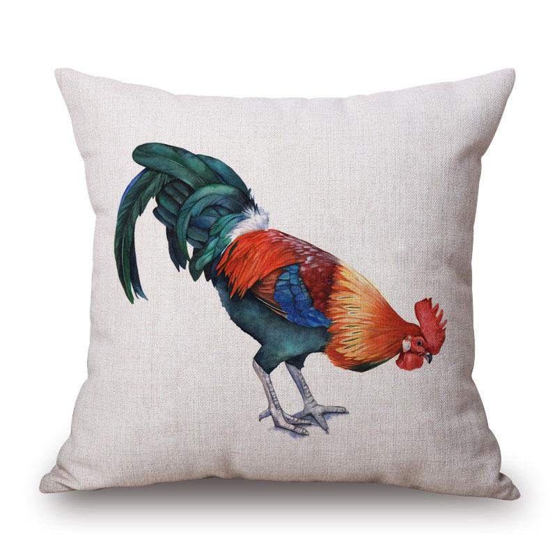 Nordic Rural Poultry Rooster Cushion Covers Little Hen Chicken Animal Hand Painting Decorative Pillows For Sofa Xcm