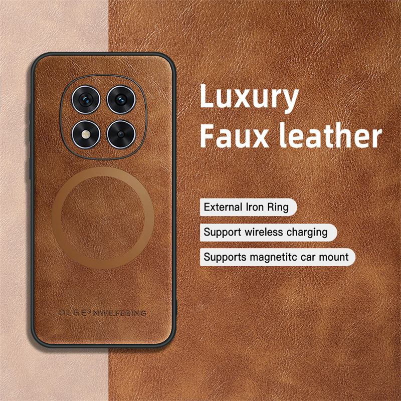 Magnetic Wireless Charge Leather Phone Case for Xiaomi Redmi Note 14 13 Pro+ 11SE / 12 11 10 Pro / Poco M6 Pro Soft Bumper Cover