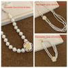 Rhinestone Multi-layer Necklace Baroque Style Camellia Clavicle Chain Pearl Flower Necklace  Girls