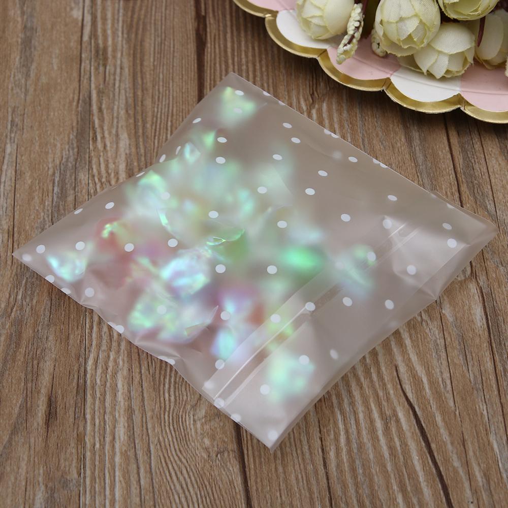100 PCS New Baking Cookie Self Adhesive Plastic Packaging Bag White Dots Seal OPP