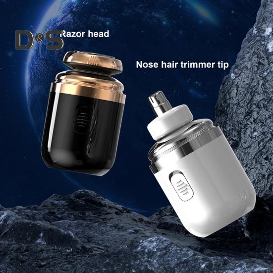 Мини-бритва Capsule 2-в-1 с электробритвой и триммером для носа, USB-зарядка, водонепроницаемый, для влажной и сухой бритья, портативный, для путешествий, для мужчин, для удаления волос на бороде