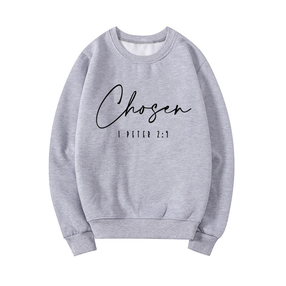 Избран 1 Петра 2:9 Толстовка Christian Apparel Женская Длинный Рукав Круглый Вырез Толстовки Религиозная Одежда Повседневная Толстовка С Капюшоном