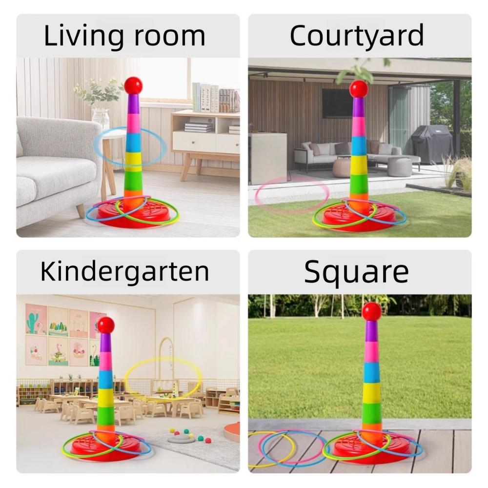 Early Education Ferrule Stacked Toys Interactive Hoop Ring Toss Toys Throw Circle Game Children