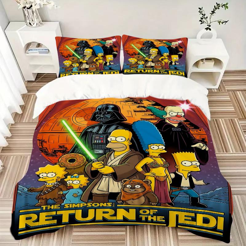 3Pcs Simpsons Jedi Return Poster Bedding Sets For All Sizes New 3D Printed Bed Cover Comforter Duvet Cover Pillowcase Bedroom Decoration