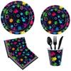 Neon Theme Party Disposable Tableware Set Colorful Graffiti Paper Plates Napkins Cups Kids Happy Neon Birthday Party Decoration