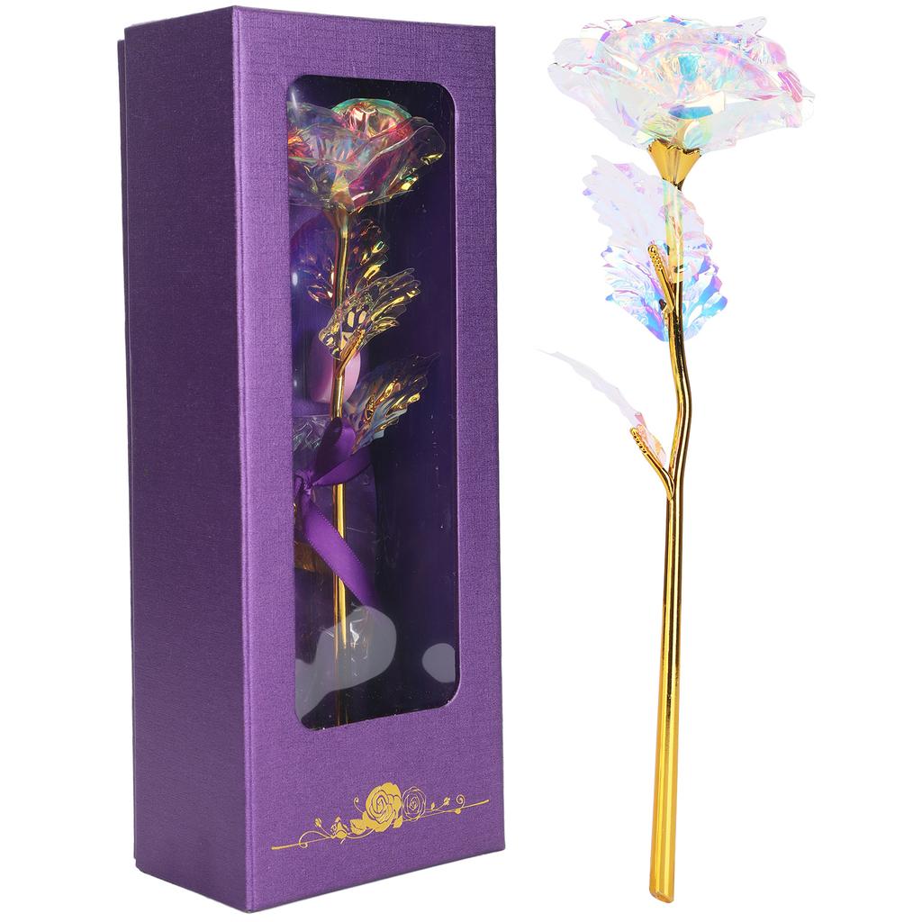 Прозрачный цветок розы с подставкой в форме сердца, коллекция ремесел, фиолетовая упаковочная коробка