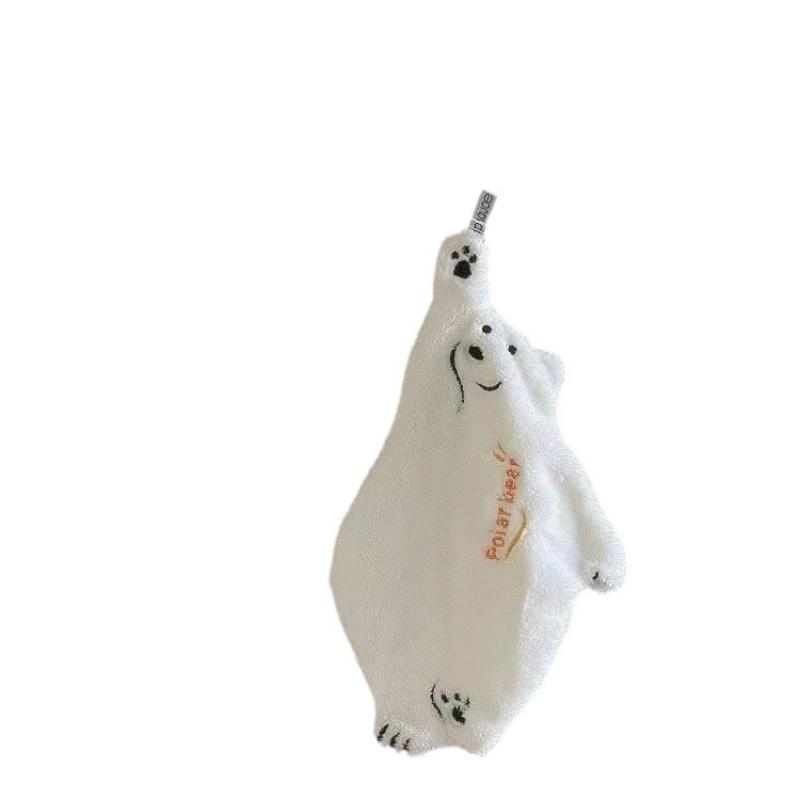 Hanging Kitchen Towel Polar Bear Design Coral Fleece for Super Absorbency & Style