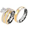 Fashion Couple Rings for Lover Exquisite Zircon Women Rings Set Simple Stainless Steel Men Ring Engagement Wedding Jewelry