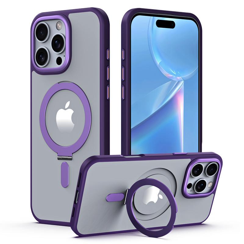 Чехол для телефона iPhone 16 Pro, магнитный поворотный чехол, прозрачный матовый держатель для Apple 15, защитный чехол