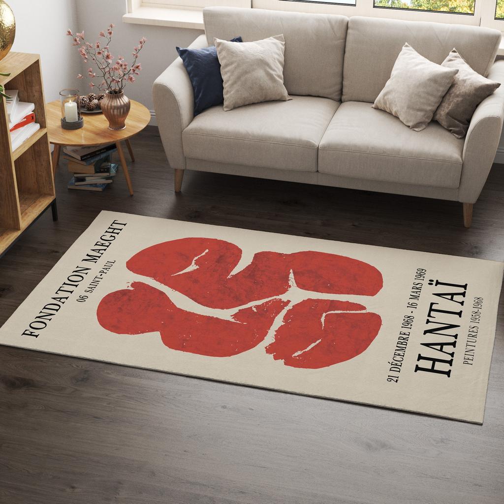 Simon Hantai Galerie Maeght Exhibition Poster Abstract Minimalism Painting Rugs for Bedroom Aesthetic Area Rug Bedroom Door Mat