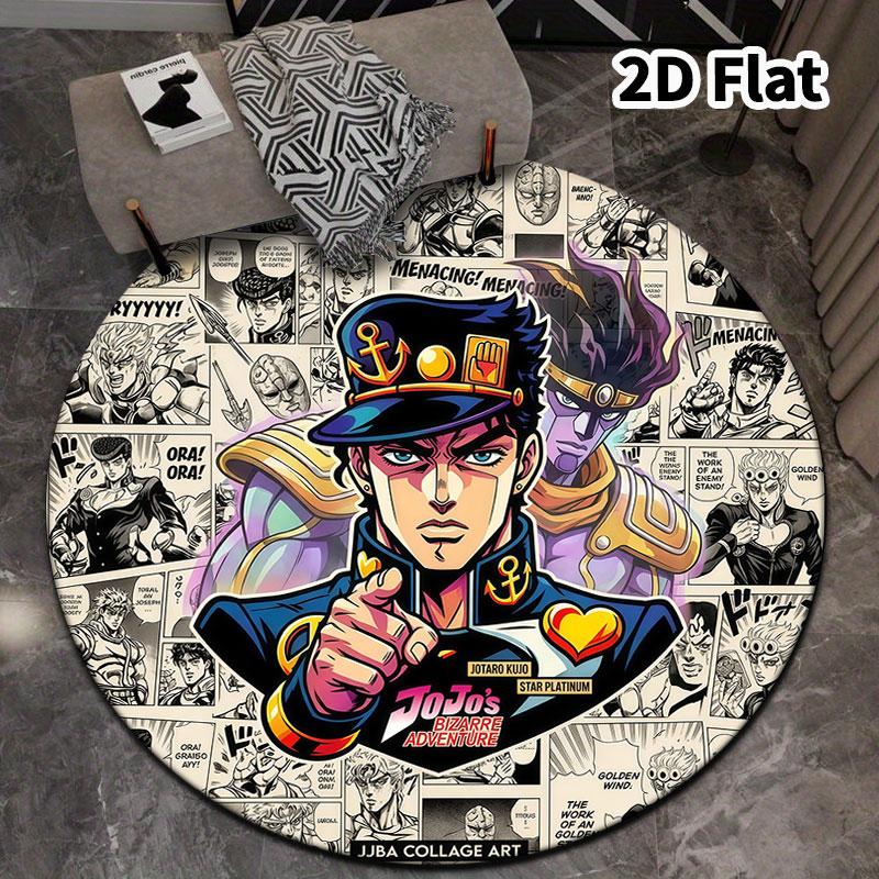 Jojos Bizarre Adventure Round Area Rug Carpet Rug For Living Room Bedroom Sofa Playroom Decor Nonslip Floor Mat