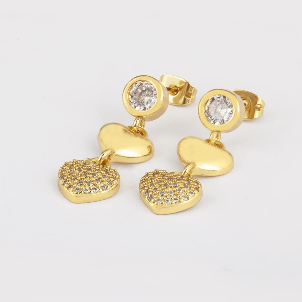 Nidin New Popular Simple Smooth Love Heart Shape Cubic Zirconia Drop Earrings For Women Female Vintage Sweet Ear Jewelry Gifts