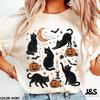 Halloween Black Cat Comfort Colors® Tshirt, Spooky Cat Graphic Tee, Pumpkin Moon Shirt, Vintage Witchy Cat Tee, Halloween Cat Lover Gift