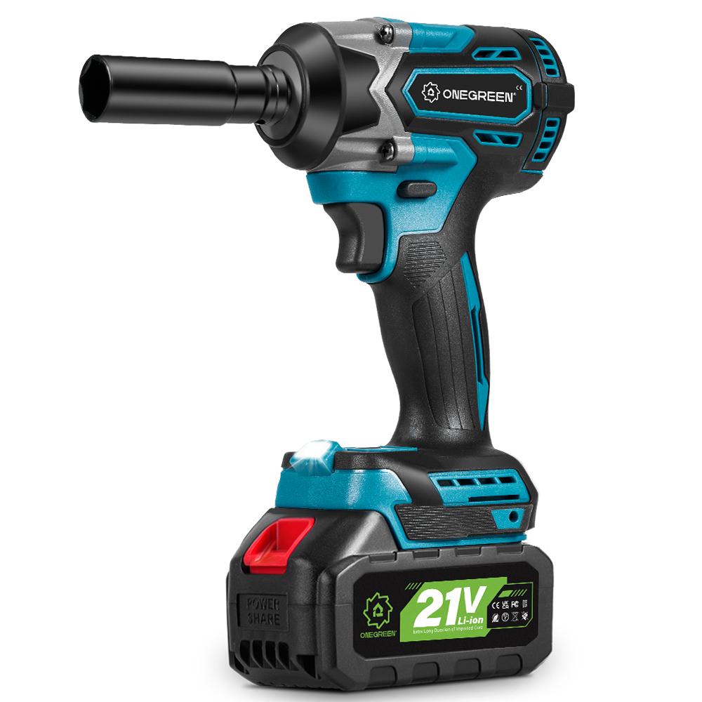ONEGREEN Бесщеточный Электрический Ударный Гайковерт 1000 Нм 1/2" Беспроводная Дрель-Шуруповерт Инструмент для Ремонта Автомобиля Для Аккумулятора Makita Штырь