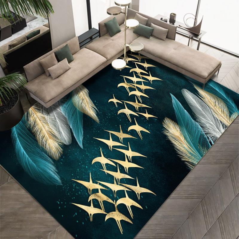 3D современный простой ковер с принтом из перьев для гостиной, полный коврик для спальни, одеяло для кровати, учебный стол и коврик для стула