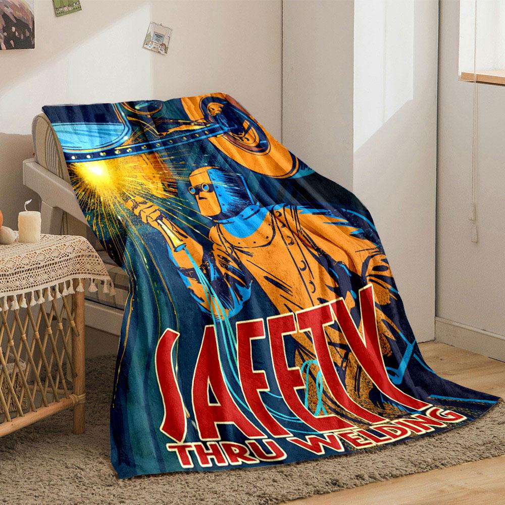 Classic Safety Thru Welding Yellow Fleece Blanket, Premium Microfiber Blanket for Home, Elegant Fleece Blanket for Guest Rooms
