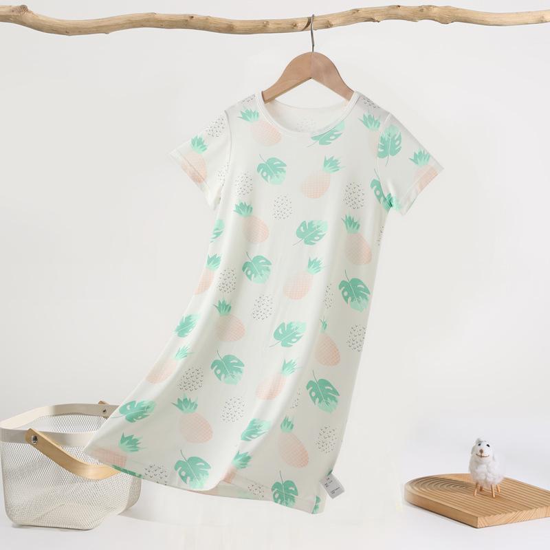 Летняя мультяшная ночная рубашка для девочек - Дышащая пижама свободного кроя для малышек
