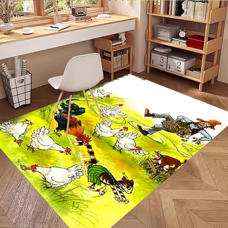 Pettersson und Findus Print Rug, Washable Floor Carpet, For Entryway Dorm Laundry Room Office Study, Home Decor Birthday Christmas Gift