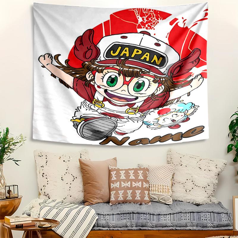 Personalized Arale Norimaki Background Tapestry,Custom Name Birthday Party,Multifunctional Wall Decoration for Home Decor,Various Occasions