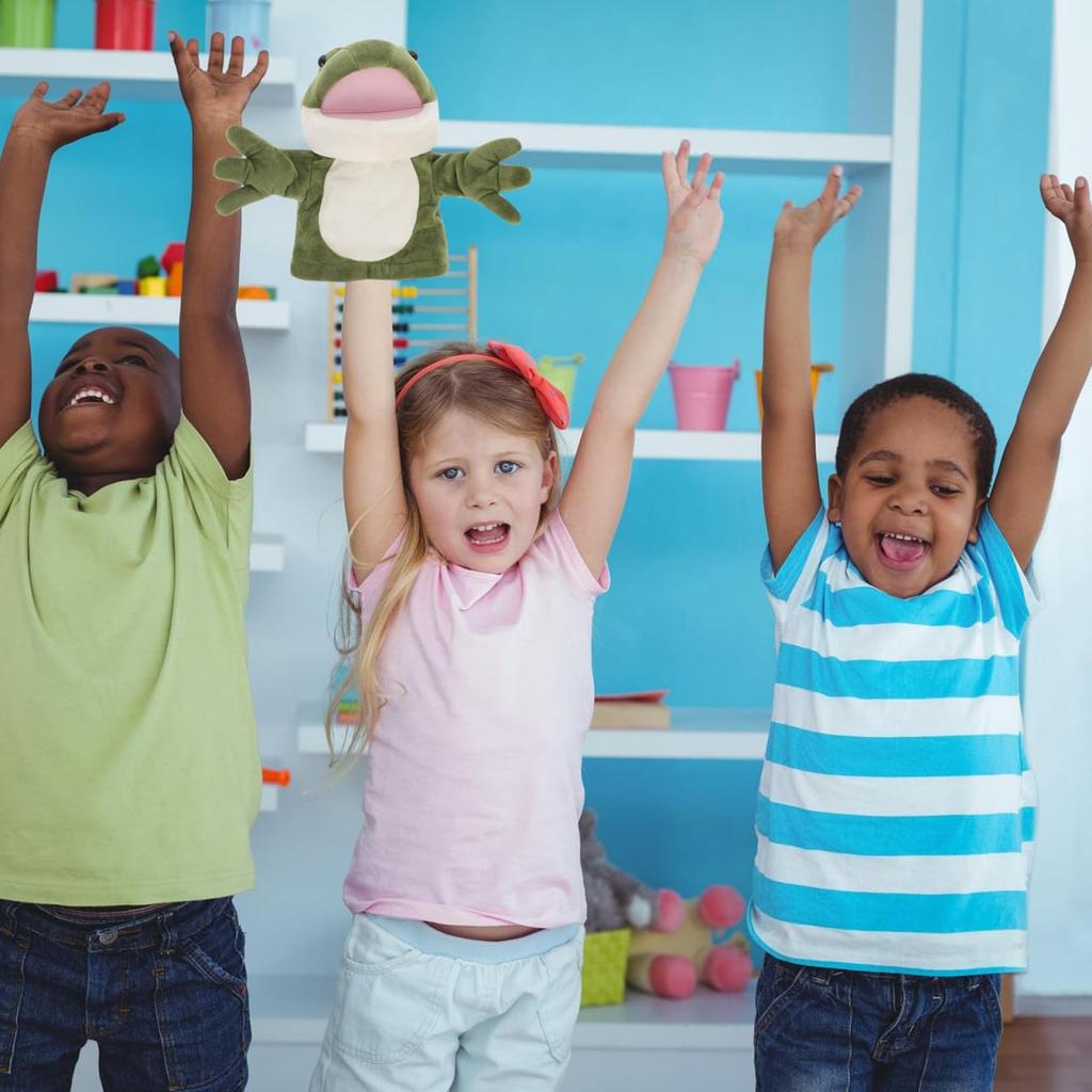 TOYANDONA Frog Hand Puppet, Plush Toy with Moving Mouth, Cute Ventriloquism Puppet for Parents and Children