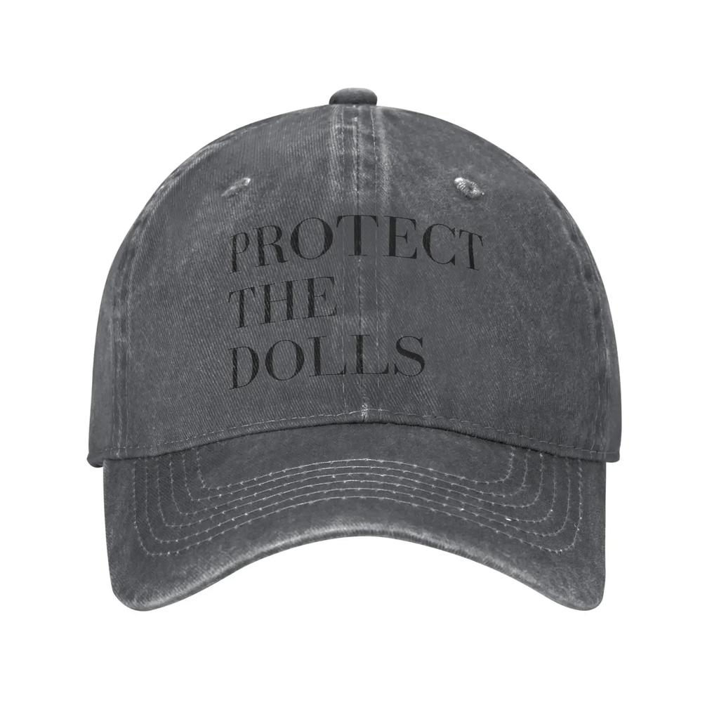 Baseball Cap Protect The Dolls Summer y2k Retro Trucker Hat Black Letter Print Men Adult Tennis Skate Sunscreen Baseball Caps