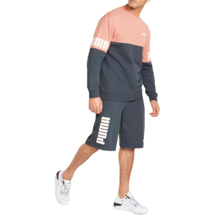 PUMA Sweatshirts Men's Gray Blue Rose Pink Crew Neck Moderate Regular 670935-42