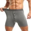 Мужские хлопковые боксеры большого размера с эластичной резинкой и застежкой на пуговицах, боксеры с удлиненной ластовицей