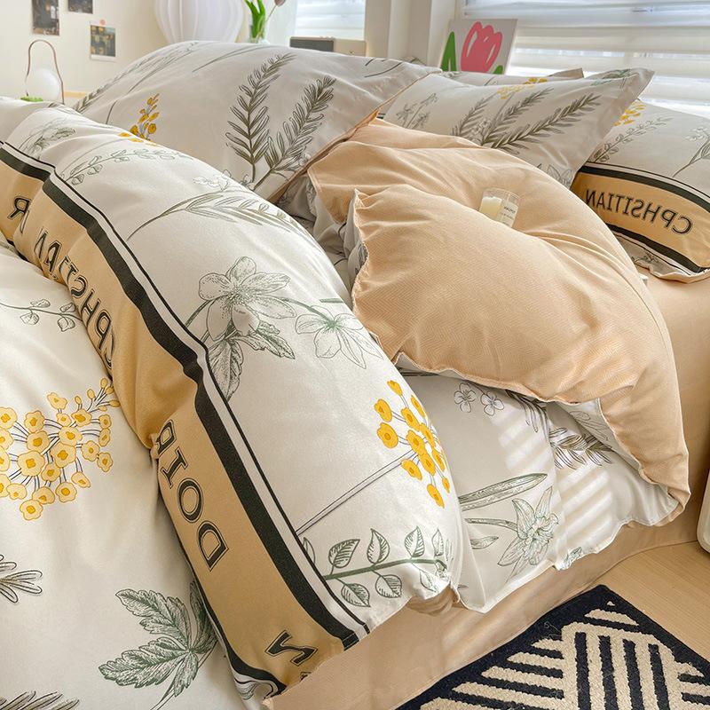 Thickened Skin-friendly Cotton Sheets Four-piece Quilt Cover Twill Sheets Cartoon Dormitory Three-piece Set