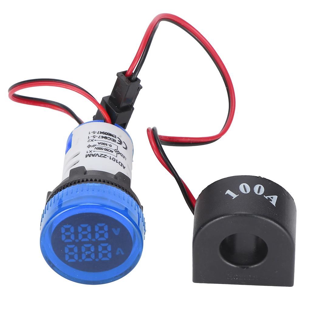 Current Signal Indicator Universal 2?Display Round Lamp Light 60~500V AC AD101?22VAMBlue