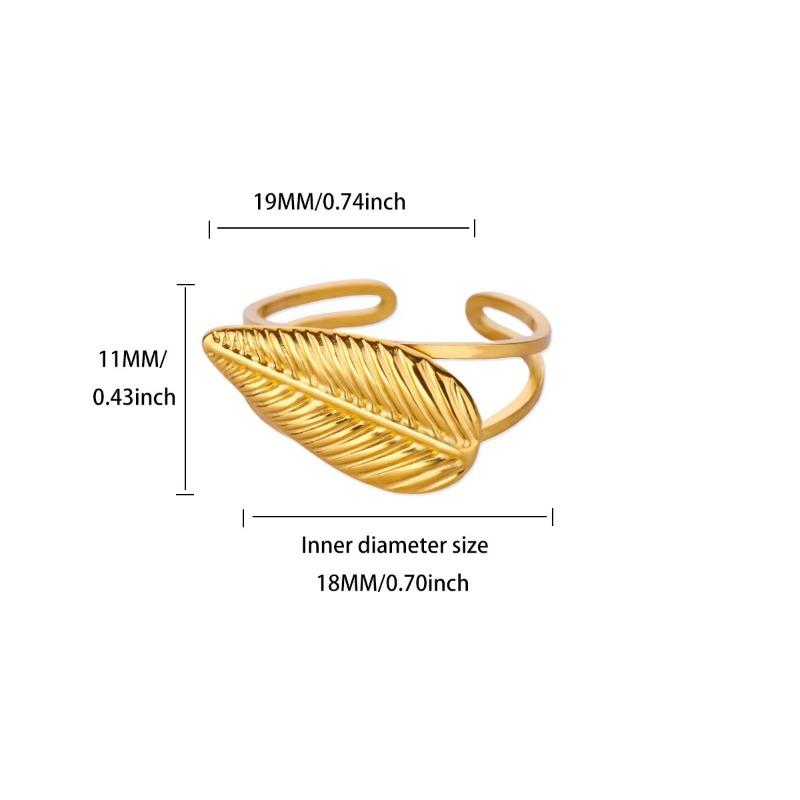 Кольцо из нержавеющей стали с золотым покрытием K, женское, личность, простое, нишевое, с листом, модная бижутерия