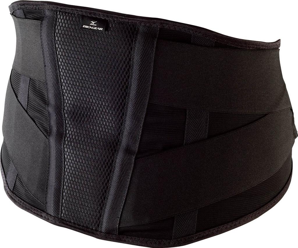 Mizuno Bio Gear Lumbar Support (1 Piece) for Lumbar Support, Stabilization, and Protection, Unisex, K2JJ5B72, Black, Size L