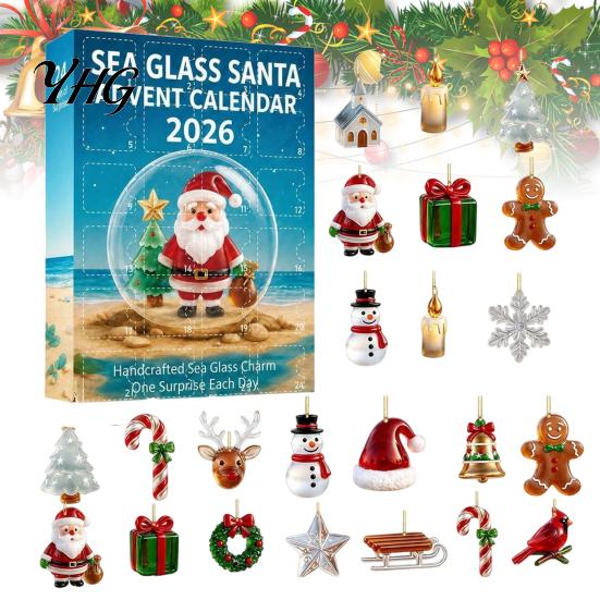 Christmas Ornament Making Kit Advent Calendar 2026, 24 Days 2D Acrylic Tree Bear Elk Unboxing Surprise Set Snowman Ornaments Countdown for Holiday
