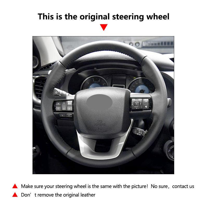 Perforated Leather Car Accessories Interior Steering Wheel Cover Trim For Toyota Fortuner 2016 2017 2018 Hilux 2015 -