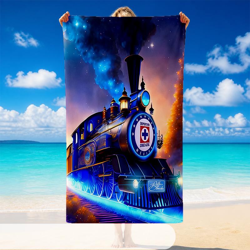 Quick Dry Beach Towel Cruz Azul Pattern, Lightweight Absorbent Towel for Pool Beach Vacation Use