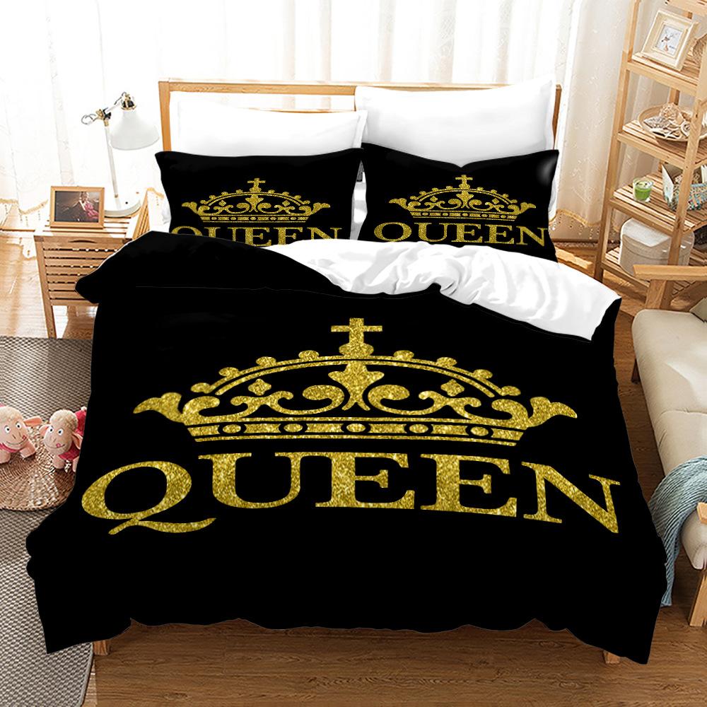 3D King and Queen Bedding Set Couple Room Duvet Cover 2/3pcs Holiday Gift AU210 * 240 Full Size Romantic Love Quick Drying Soft Home Textile