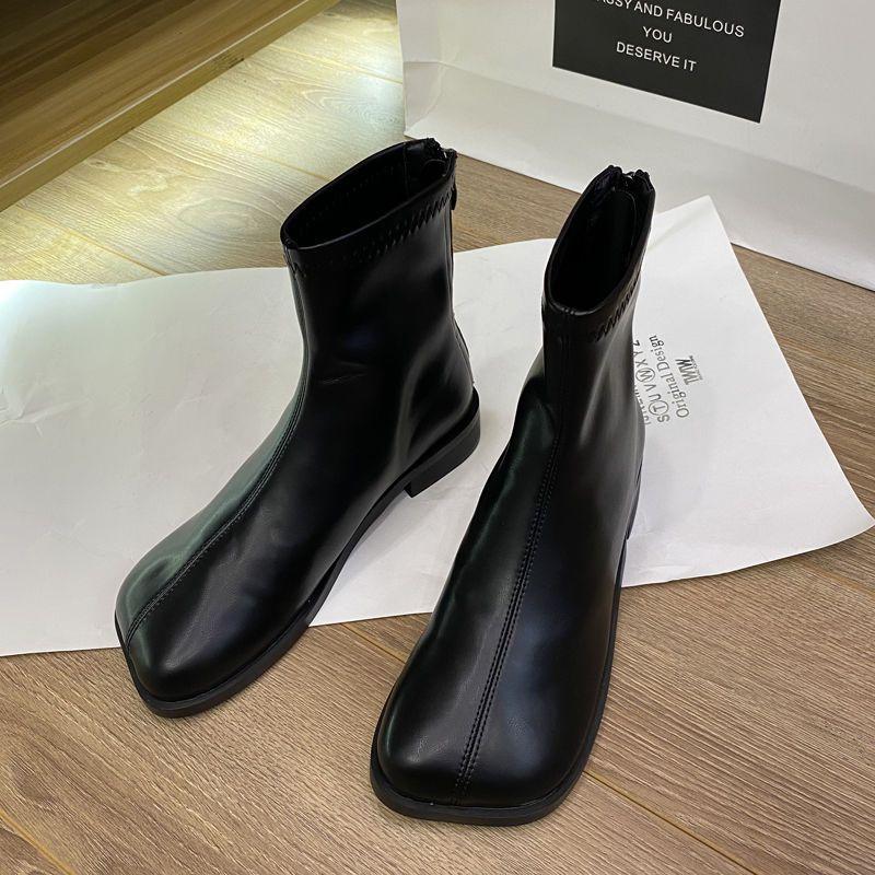 Footwear Work Female Ankle Boots Elegant with Low Heels Short Shoes for Women Brown Booties Goth Trend 2024 High Quality Y2k Pu