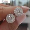 Женские роскошные круглые серьги-гвоздики с кристаллами, винтажные серебряные свадебные украшения, серьги с белым цирконием для женщин