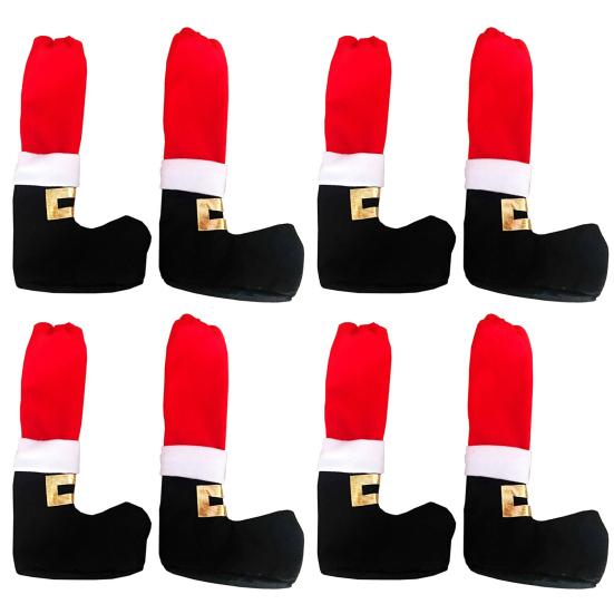 4/8 Pcs Christmas Chair Leg Covers Santa Claus Elf Boot Design Table Legs Socks Dining Chair Slipcover Furniture Feet Covers for Xmas Party