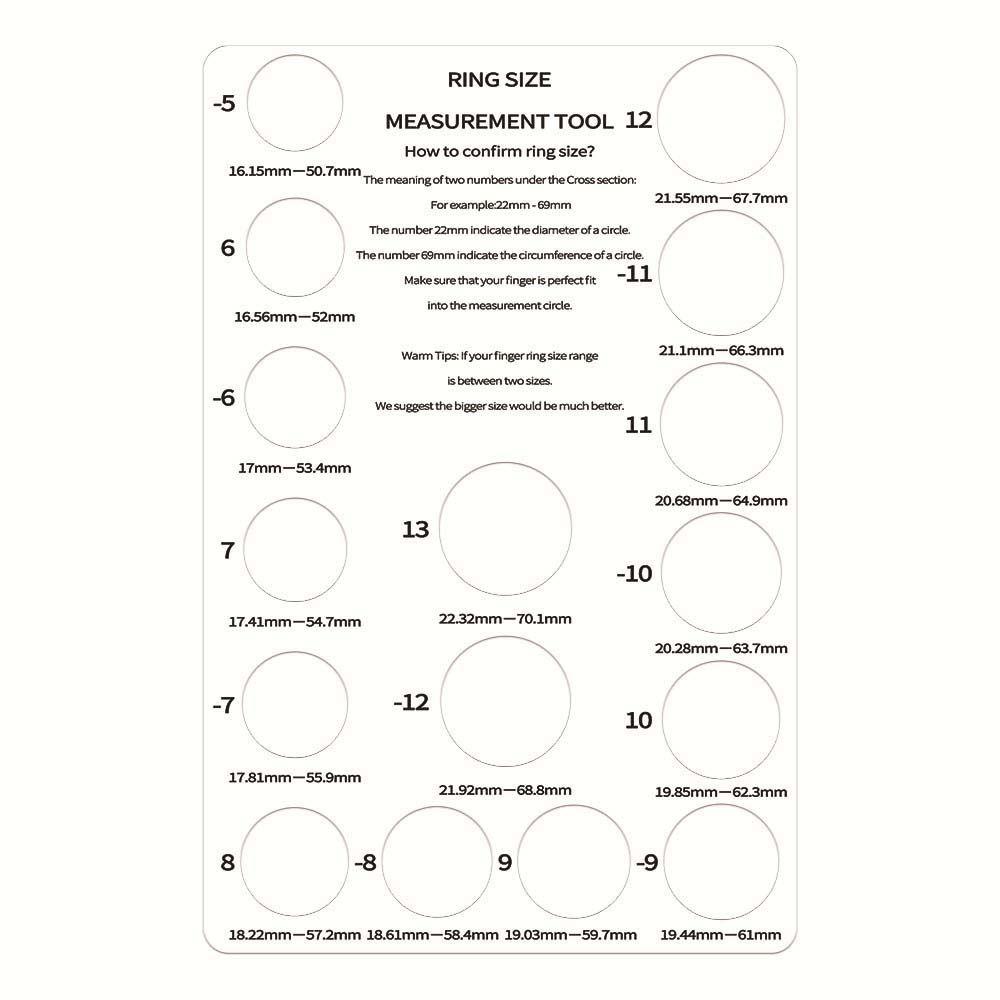 Окружность Размер кольца Карта Таблица Размер пальца Доска Кольцо Мандрель Палочка Измеритель кольца Картон