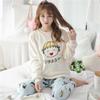 Women's Long-Sleeve Flannel Pajamas - Cute Cartoon Coral Fleece Set for Fall & Winter