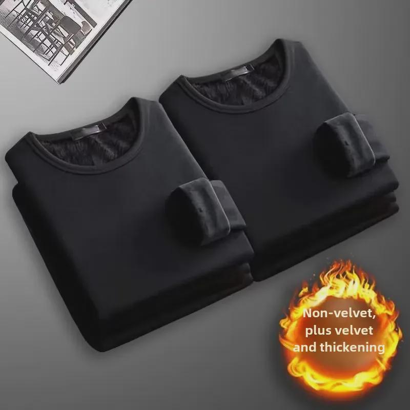 2024 Мужская облегающая зимняя футболка-пуловер из бархата с длинным рукавом