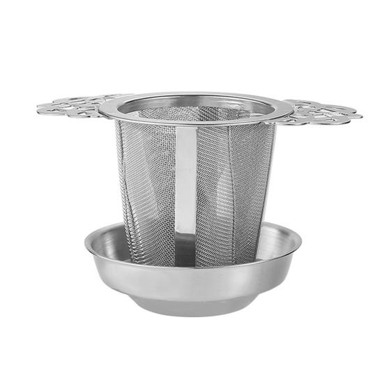 Фильтр для слива чая, заварочный фильтр из нержавеющей стали, мелкая сетка, крышка корзины большой емкости, двойной функциональный кофейный фильтр для чайных кружек, чайников, чашек