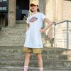 Dickies Платье с принтом логотипа, с коротким рукавом, женское, белое DK007548C4D