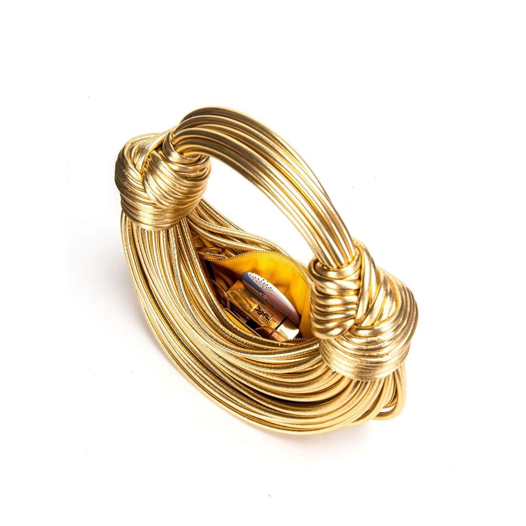 Handbags for Women New In Gold Luxury Designer Brand Handwoven Noodle Bags Rope Knotted Pulled Hobo Silver Evening Clutch